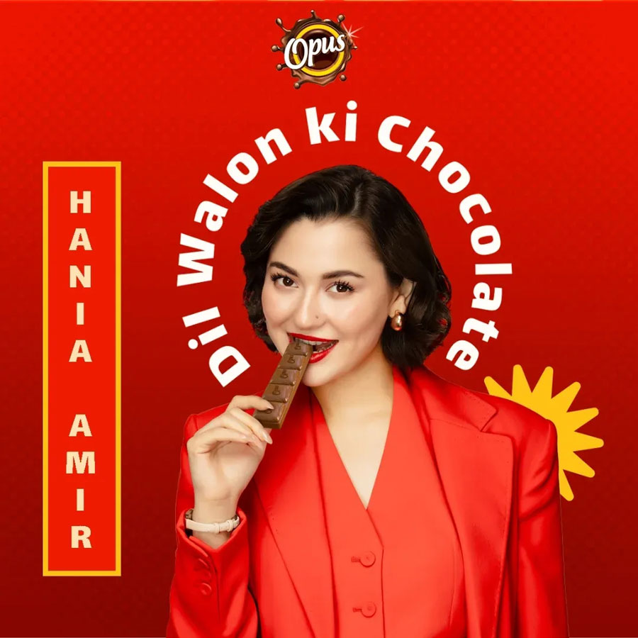 Opus Chocolate Giggly Pakistan wiith Hania Amir Advertising campaign for website billboards